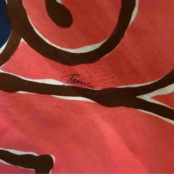 Trina Turk Sleeveless Shift Midi Dress Size 8 Navy Pink Abstract Career Shower - Picture 10 of 13